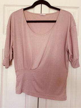 OGL Blush Pink Asymmetrical Rushed Top Size M